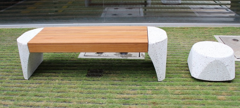 Precast Bench and Side Table (Bollard)